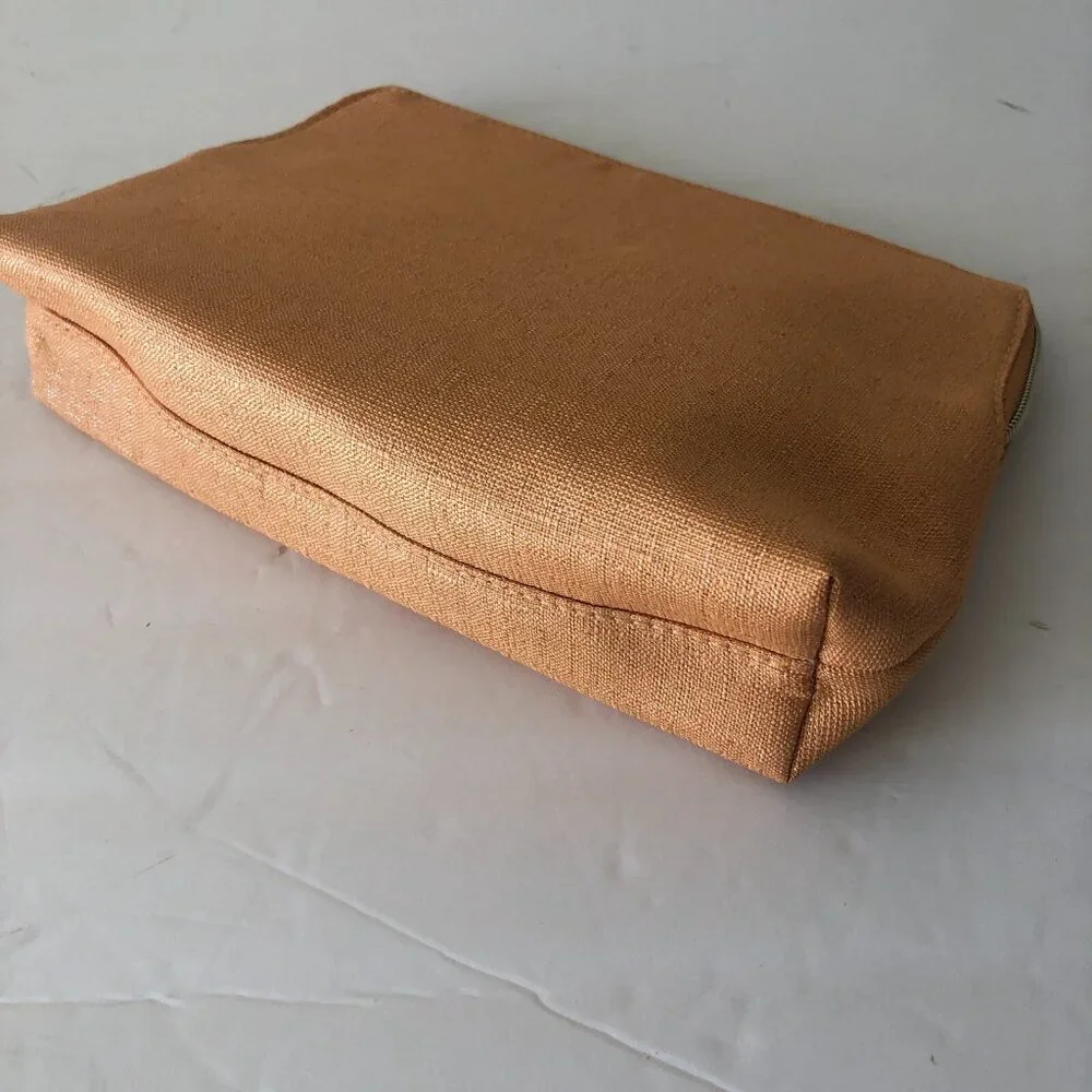 Lancome Pouch Cosmetic Bag Yellow Gold Sparkle Canvas New NEW